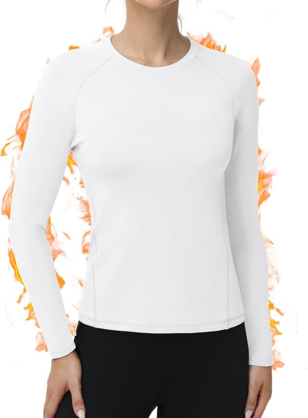 Long Sleeve Thermal Shirts for Women, Fleece-Lined Undershirts Base Layer Tops for Running Workout Cold Weather