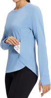 Women's Thermal Tops Fleece Lined Shirts Long Sleeve Cold Weather Running Gear Workout Zipper Pocket Thumbholes