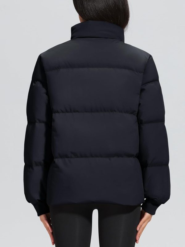 Women's Winter Down Puffer Jackets Stand Collar Zip Up Water Resistant Warm Padded Quilted Coat with Pockets