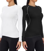 4 Pack Women's Thermal Shirts Fleece Lined Athletic Tops Long Sleeve Compression Workout Baselayer for Cold Weather