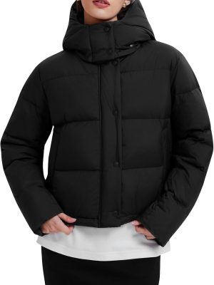 Women’s 800 Fill Power 95% Down Hooded Puffer Jacket, Lightweight DWR Water-Repellent Windproof Winter Coat for Outdoor