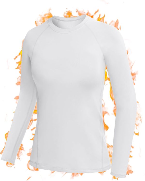 Long Sleeve Thermal Shirts for Women, Fleece-Lined Undershirts Base Layer Tops for Running Workout Cold Weather