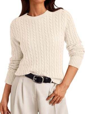 Womens Lightweight Cable Knit Soft Business Casual Trendy Classic Pullover Sweaters Fall Outfits