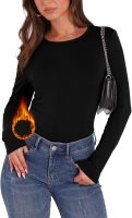 Long Sleeve Thermal Shirt for Women Light Fleece Tops Fall 2025 Crew Neck Casual Basic T-Shirts