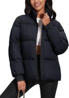 Women's Winter Down Puffer Jackets Stand Collar Zip Up Water Resistant Warm Padded Quilted Coat with Pockets