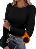 Long Sleeve Thermal Shirt for Women Light Fleece Tops Fall 2025 Crew Neck Casual Basic T-Shirts
