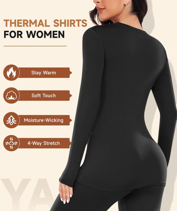 Thermal Shirts for Women, Fleece Lined Thermal Layer Long Sleeve Undershirt, Ultra-Soft Thermal Top for Cold Weather