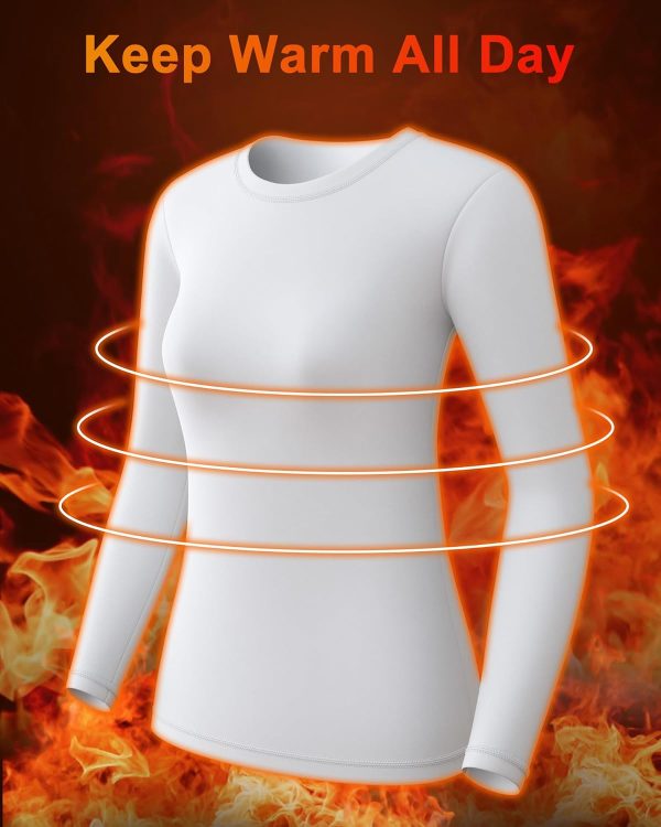 1 2 4 Pack Women's Thermal Underwear Tops, Women Fleece Lined Long Sleeve Baselayer Shirt for Winter