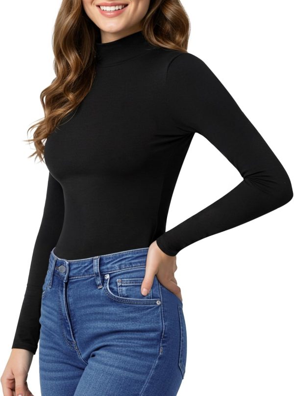 Women's Mock Turtleneck Shirt Long Sleeve Thermal Polar Fleece Lined Basic Tops Going Out 2025 Trendy Wear