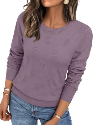 Womens Sweaters Fall Fashion Lightweight Long Sleeve Knit Pullover Casual Trendy Tops Winter Clothes