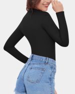 Women's Mock Turtle Neck Fleece Lined Long Sleeve Thermal Underwear T Shirt Tops Tee