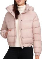 Women's Winter Cropped Puffer Jacket with Hood Waterproof Short Warm Quilted Jacket Puffy Bubble Coat Outerwear
