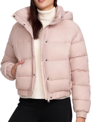 Women's Winter Cropped Puffer Jacket with Hood Waterproof Short Warm Quilted Jacket Puffy Bubble Coat Outerwear