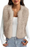 Faux Fur Vest Women Fall Fashion  Sleeveless Fuzzy Jacket Fluffy Coats Winter Clothing Furry Outerwear Vests