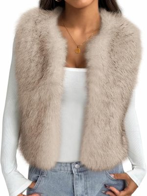 Faux Fur Vest Women Fall Fashion Sleeveless Fuzzy Jacket Fluffy Coats Winter Clothing Furry Outerwear Vests