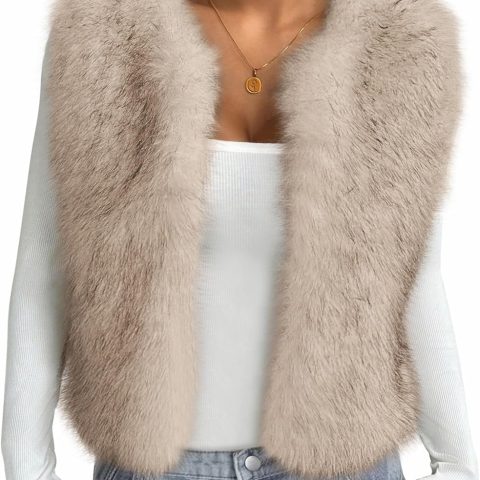 Faux Fur Vest Women Fall Fashion Sleeveless Fuzzy Jacket Fluffy Coats Winter Clothing Furry Outerwear Vests