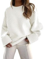 Women's Oversized Sweaters Long Sleeve Fuzzy Knit Casual Chunky Pullover Sweater Fall Outfits Clothes