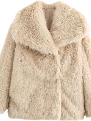 Women's Faux Fur Crop Jacket Long Sleeve Lapel Winter Warm Fluffly Leopard Pure Color Sherpa Coat