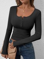 Long Sleeve Henley Shirts for Women Thermal Fleece Tops Knit Fitted Basic T-Shirts 2025 Fall Winter Warm Undershirts