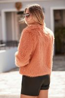 Women's Winter Coats Fleece Cropped Jacket Faux Fur Long Sleeve Pockets Shaggy Warm Outerwear Fall Clothes
