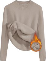Women's Fleece Sherpa Lined Sweater 2025 Winter Thermal Shirts Long Sleeve Mock Neck Slim Fitted Pullover Tops