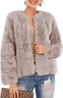 Women's Long Sleeve Open Front Fuzzy Faux Fur Coat