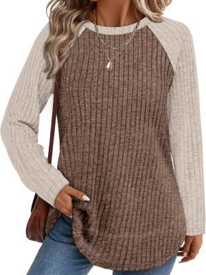 Long Sleeve Shirts for Women Fall Sweaters Lightweight Casual Tunic Tops Loose Fit Winter Clothing S-2XL